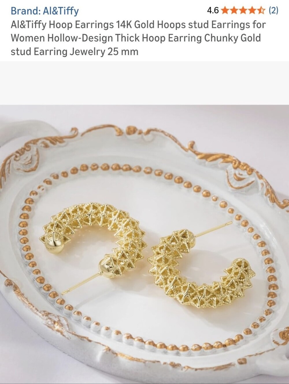 14K Gold Gold Textured Hoop Earrings